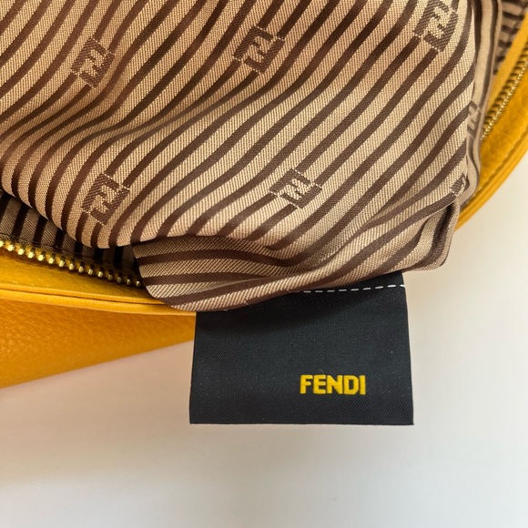 Fendi Lemon Yellow and Brown Vitello Leather Fold Over Clutch Bag (model 8BP062) - Picture 8 of 16